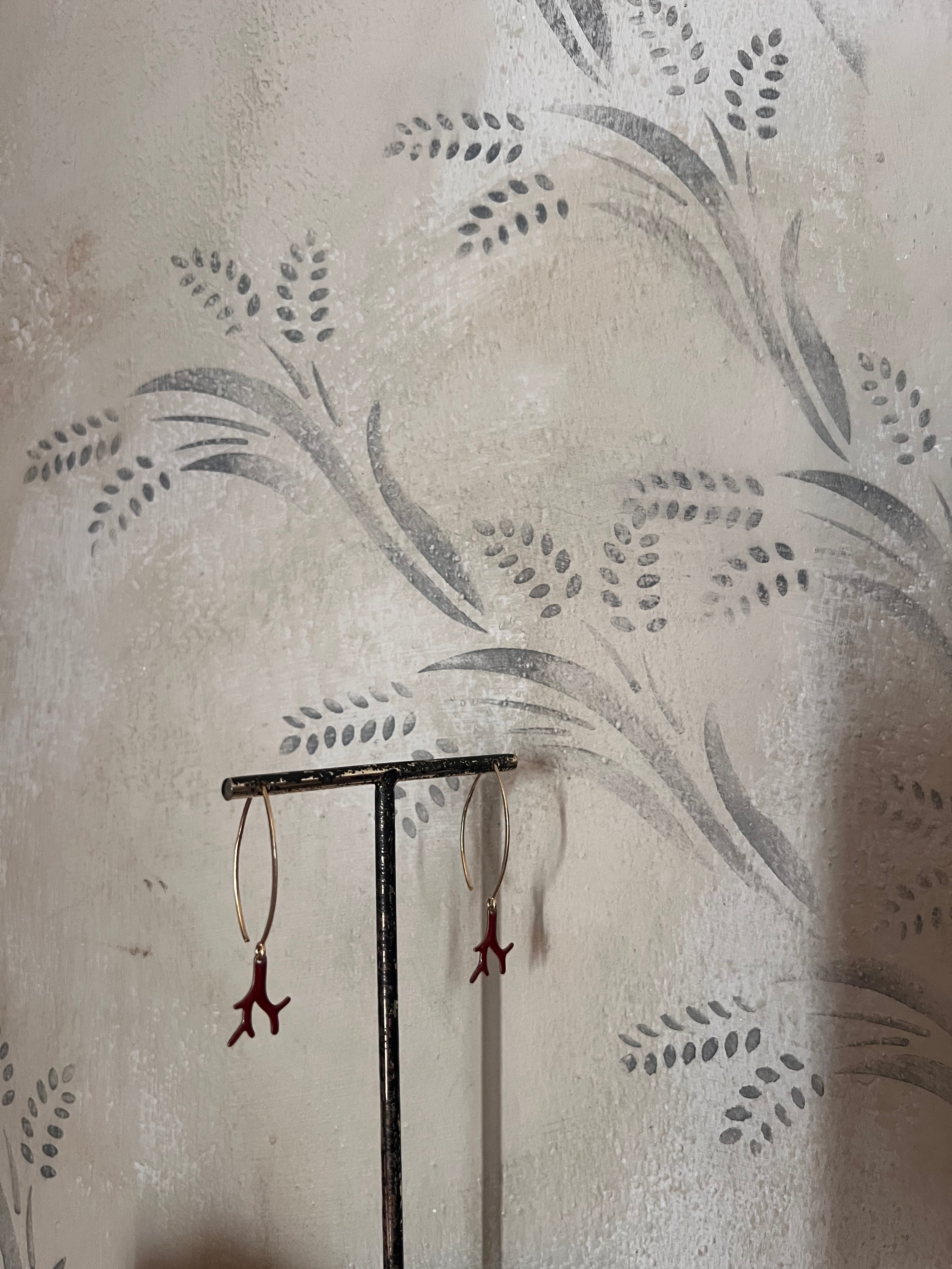 Pendenti modello monachella argento 925 con ramo corallo smaltato